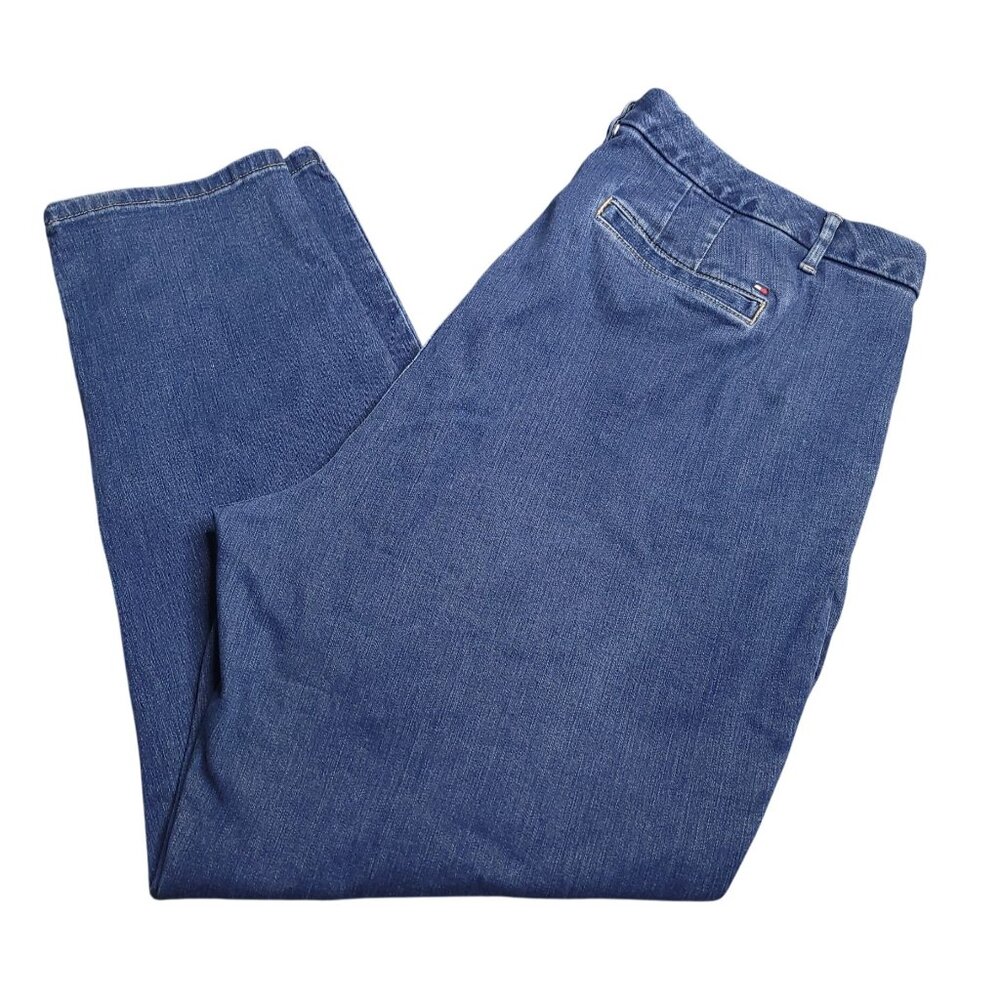 Tommy Hilfiger Womens Tapered Leg Jeans Plus Size 18W High Rise Medium Wash